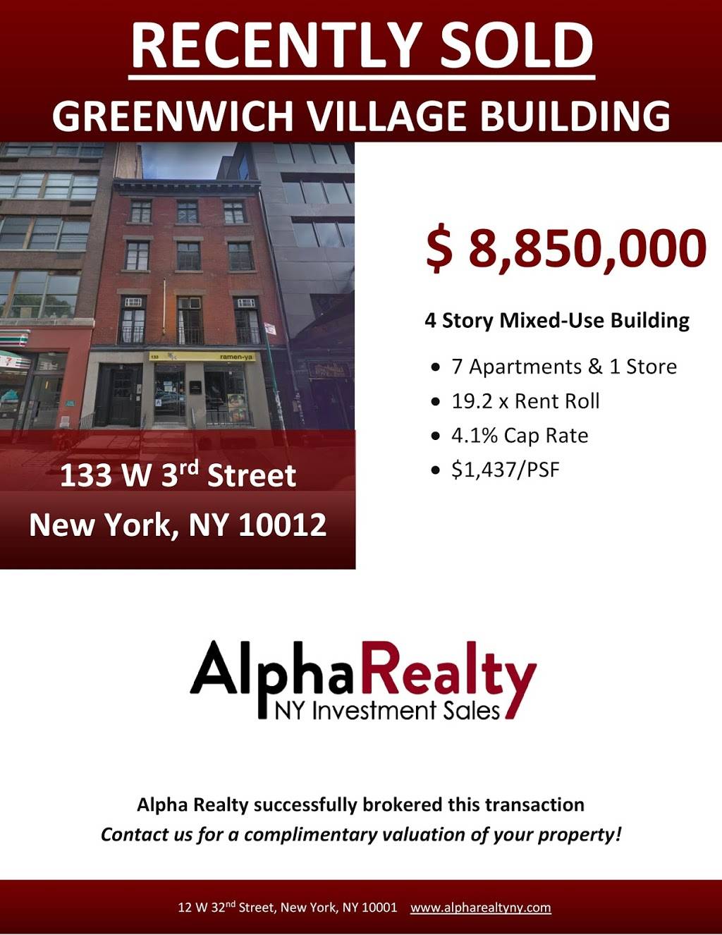 Alpha Realty - NY Investment Sales | 164 20th St 3rd floor, Brooklyn, NY 11232, USA | Phone: (212) 658-0955