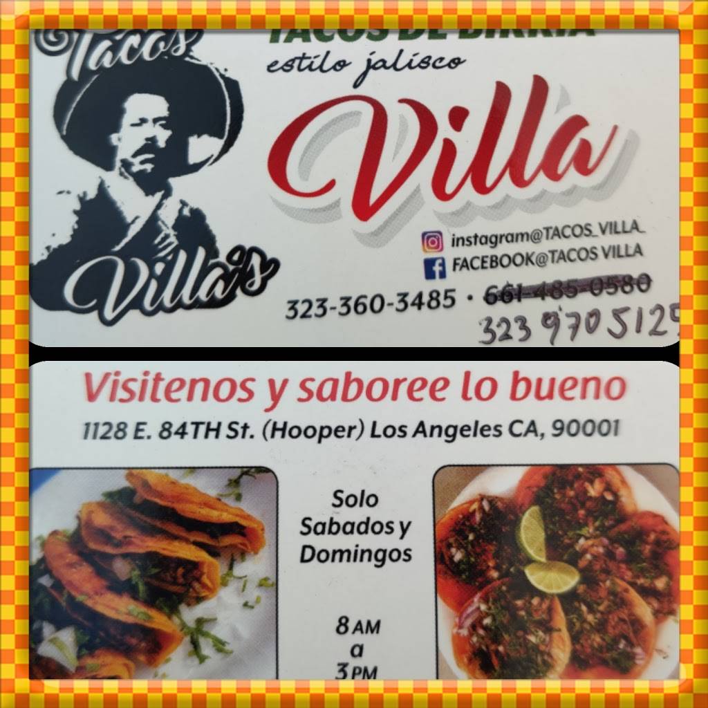 Tacos villa | 1128 E 84th St, Los Angeles, CA 90001, USA | Phone: (323) 360-3485