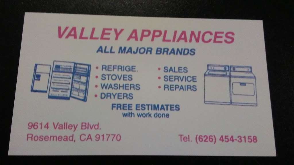 Valley Appliances | 9614 Valley Blvd, Rosemead, CA 91770 | Phone: (626) 454-3158