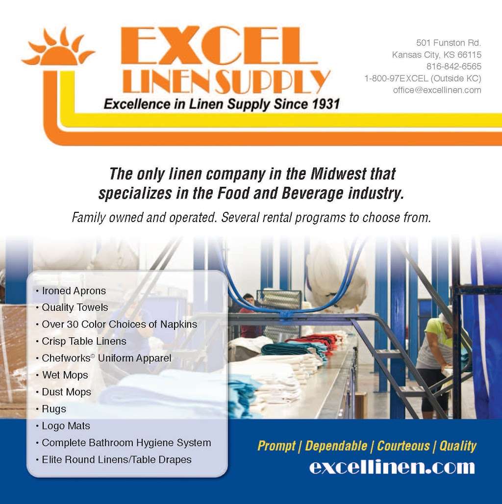 Excel Linen Supply | 501 Funston Rd, Kansas City, KS 66115, USA | Phone: (816) 842-6565