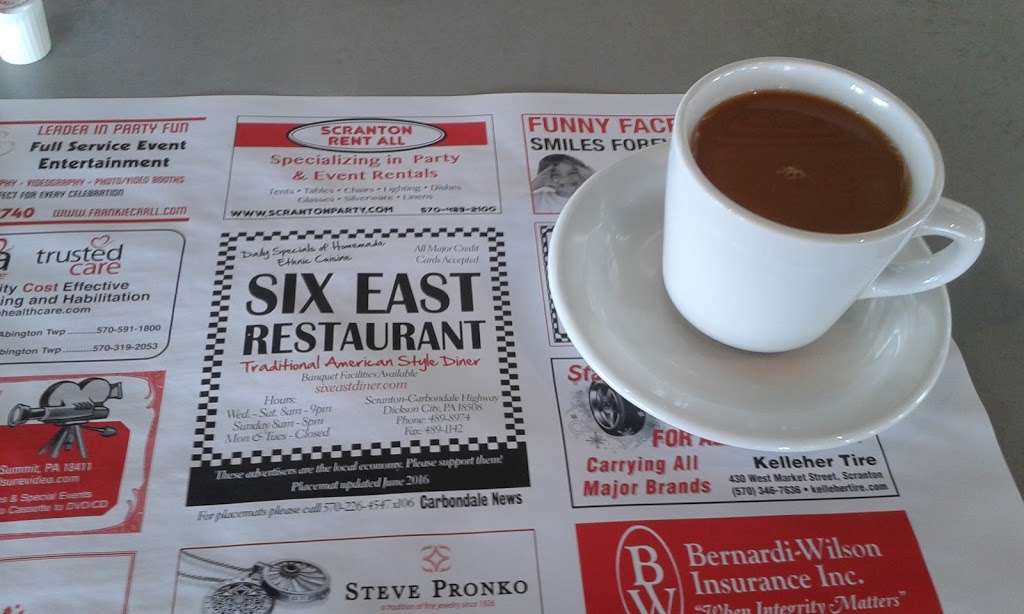 Six East Restaurant | 1611 Scranton Carbondale Hwy, Scranton, PA 18508, USA | Phone: (570) 489-8974