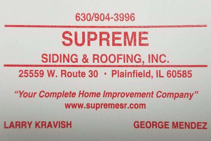 Supreme Siding & Roofing, Inc. | 25559 W US-30, Plainfield, IL 60585, USA | Phone: (630) 904-3996