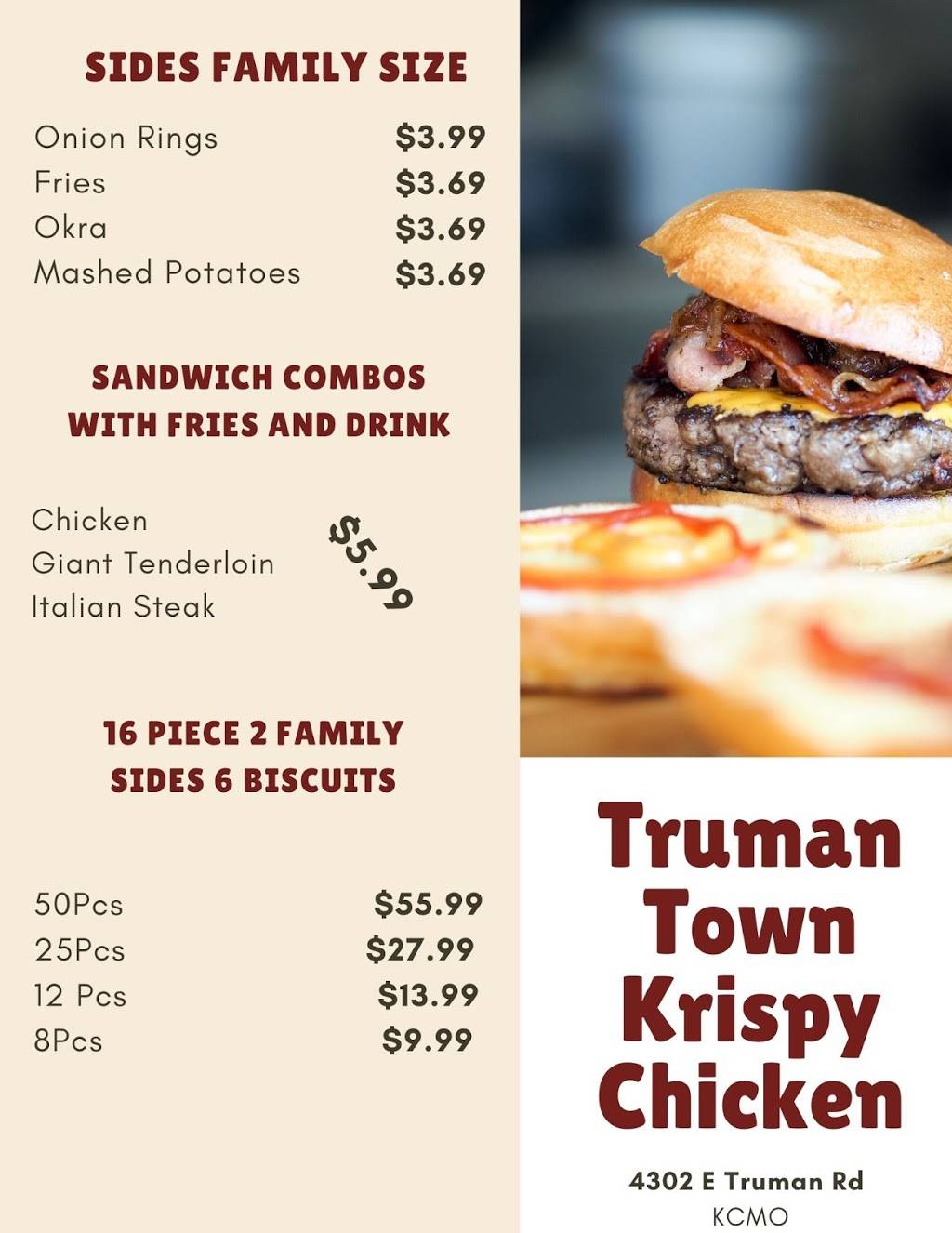 Truman Town Krispy Chicken | 4302 E Truman Rd, Kansas City, MO 64127, USA | Phone: (816) 241-4071