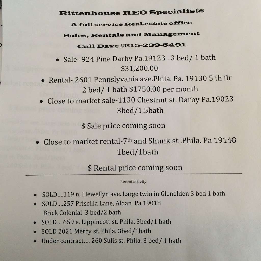 Rittenhouse REO Specialist | 2601 Pennsylvania ave. # CU-3, Philadelphia, PA 19130, USA | Phone: (215) 568-7177