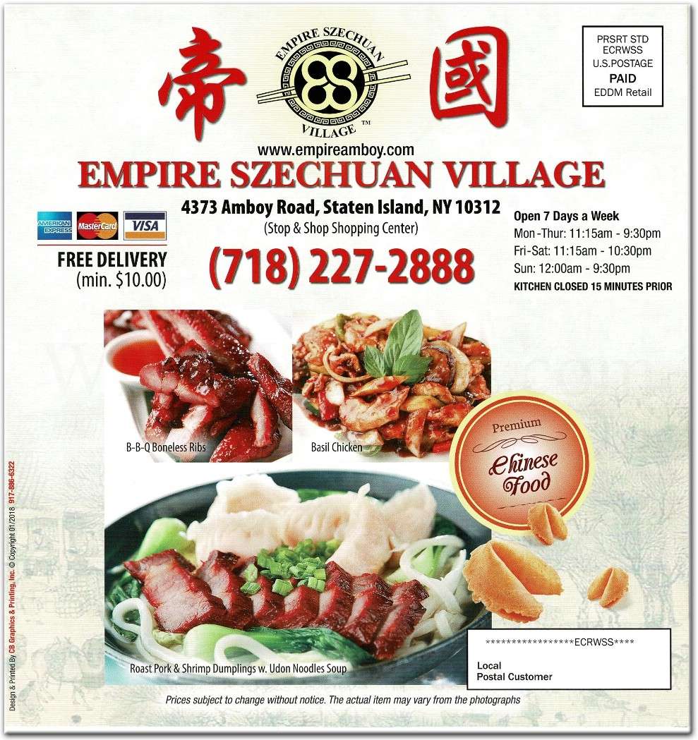 Empire Amboy Szechuan | 34b Jefferson Blvd, Staten Island, NY 10312, USA | Phone: (718) 989-1021