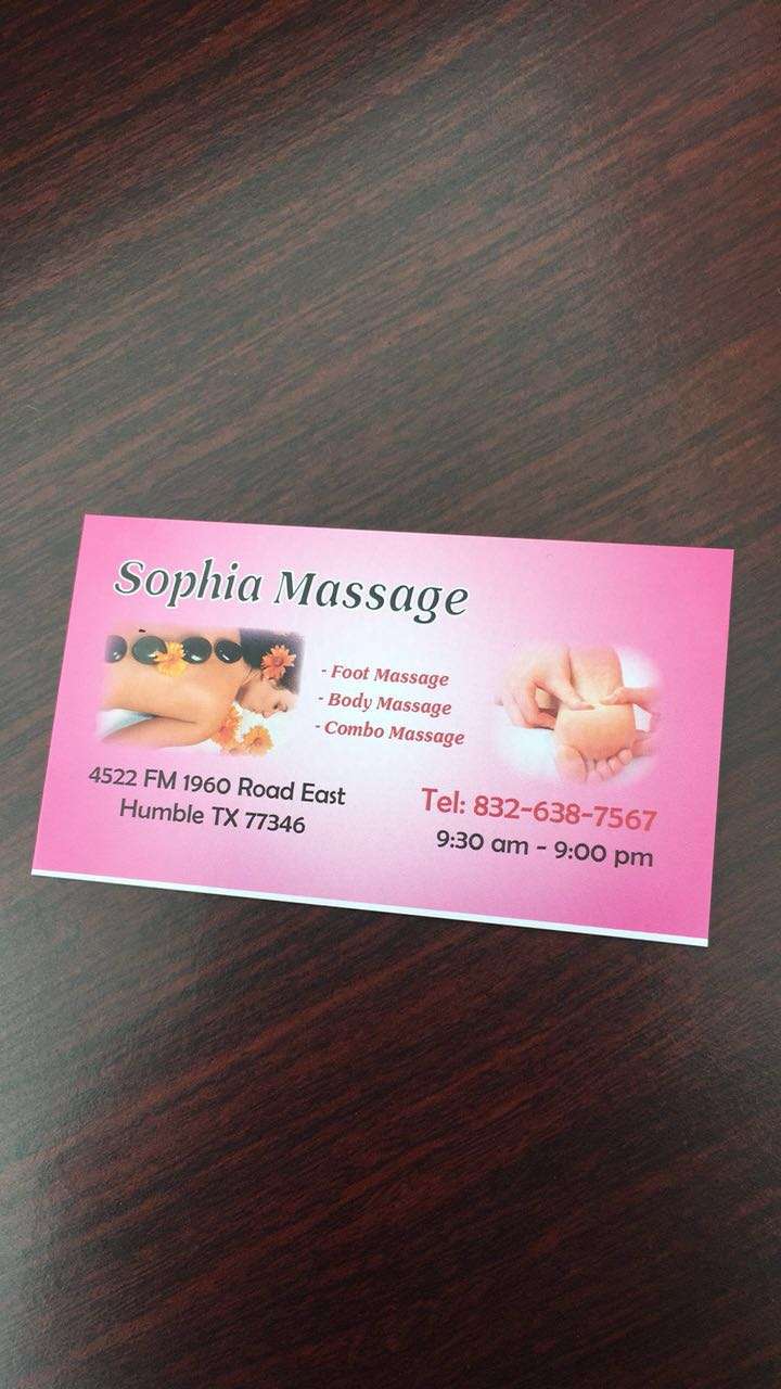 Sophia Massage | 4522 FM 1960, Humble, TX 77346, USA | Phone: (832) 638-7567