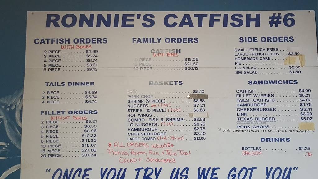 Ronnies Catfish & More | 4158 E Rosedale St, Fort Worth, TX 76105, USA | Phone: (817) 534-6038