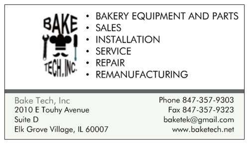 Bake Tech, Inc. | 2010 Touhy Avenue, Elk Grove Village, IL 60007 | Phone: (847) 357-9303