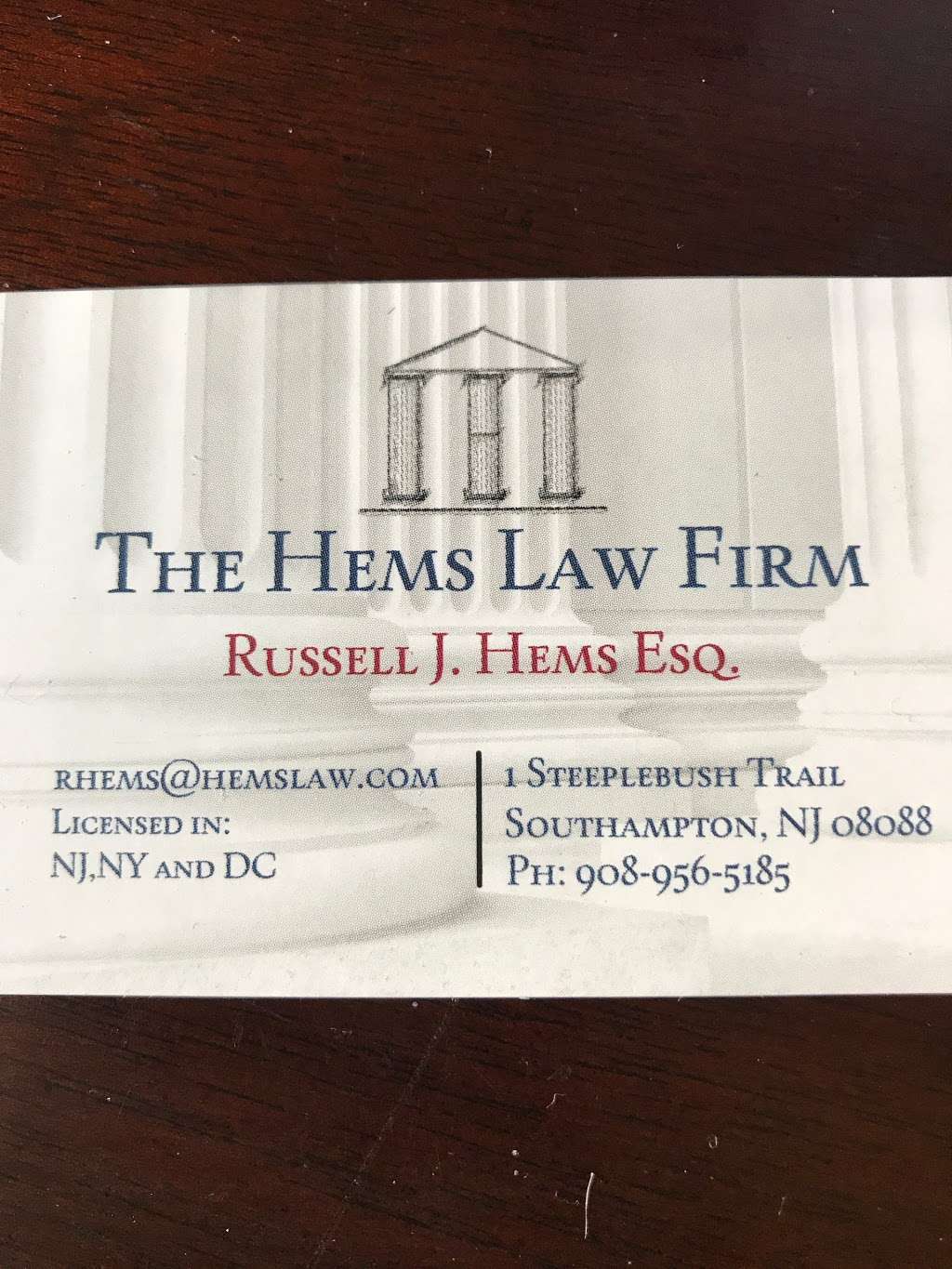 Law Office of Russell J. Hems, Esq. LLC | 1 Steeplebush Trail, Southampton Township, NJ 08088 | Phone: (609) 755-1088
