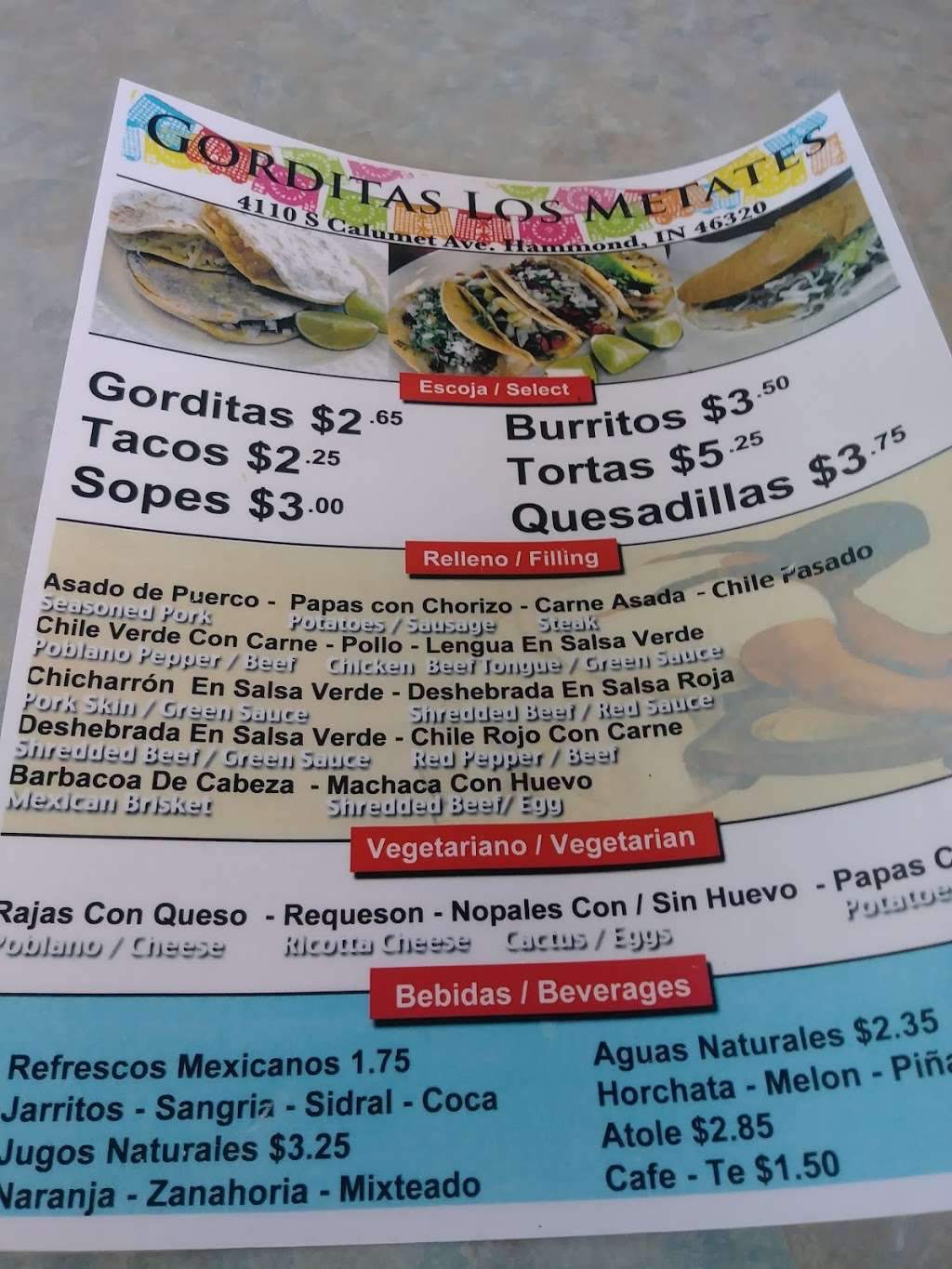 Gorditas Los Metates | 4110 S Calumet Ave, Hammond, IN 46320, USA | Phone: (219) 803-2625