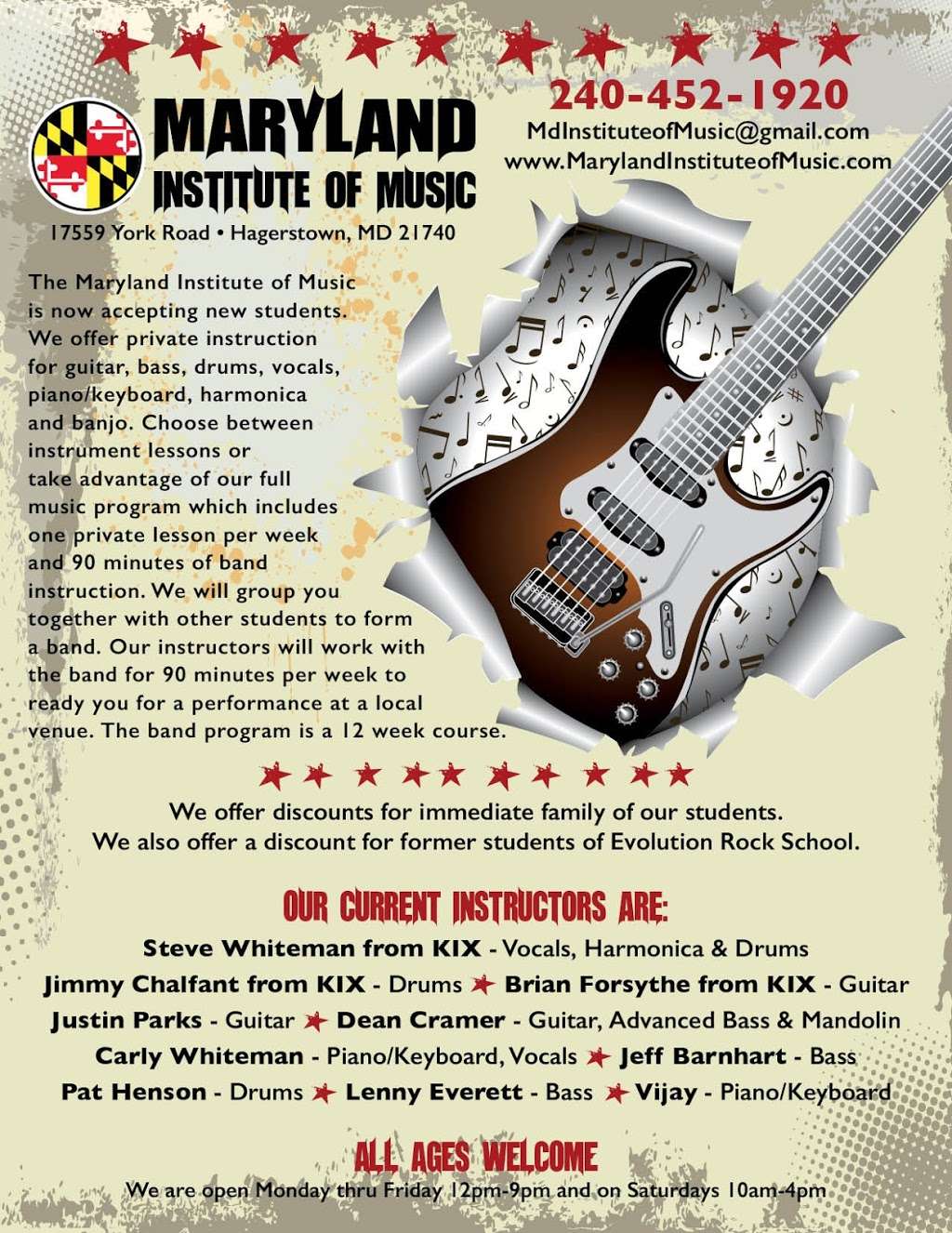 Maryland Institute of Music | 17559 York Rd, Hagerstown, MD 21740, USA | Phone: (240) 452-1920