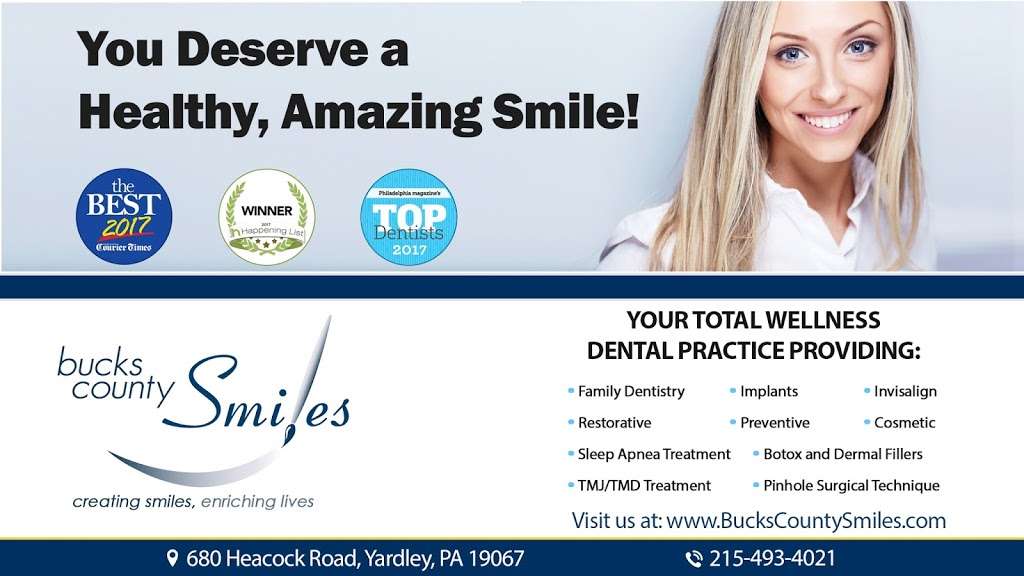 Bucks County Smiles | 680 Heacock Rd Ste 102, Yardley, PA 19067, USA | Phone: (215) 493-4021