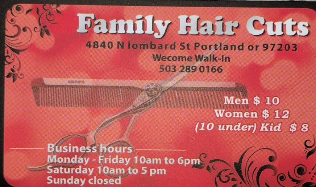 Family Hair Cuts | 4840 N Lombard St, Portland, OR 97203, USA | Phone: (503) 289-0166