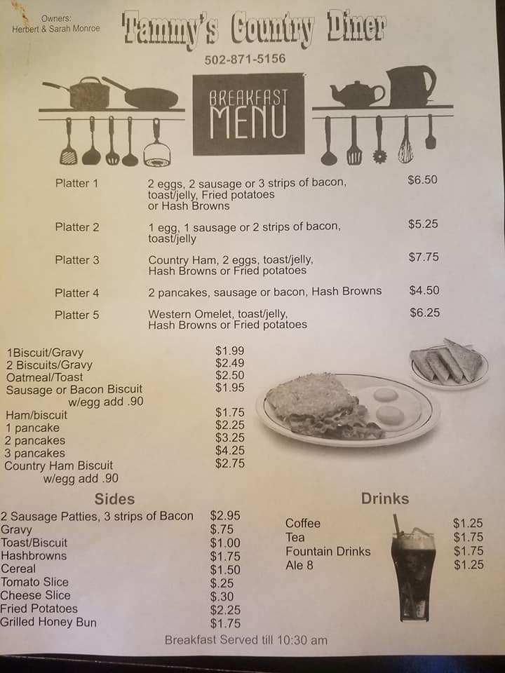 Tammys Diner LLC | 3624 Georgetown Rd, Frankfort, KY 40601, USA | Phone: (502) 871-5025