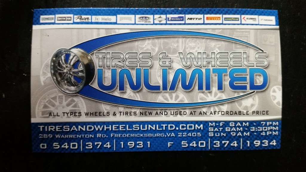 Tires & Wheels Unlimited | 289 Warrenton Rd, Fredericksburg, VA 22405 | Phone: (540) 374-1931