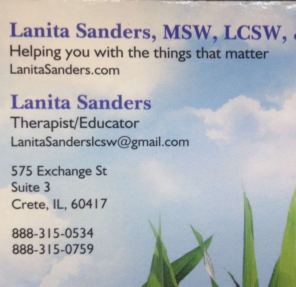 Lanita Sanders, MSW, LCSW, & Associates, LLC | 575 W Exchange St #3, Crete, IL 60417 | Phone: (888) 315-0534