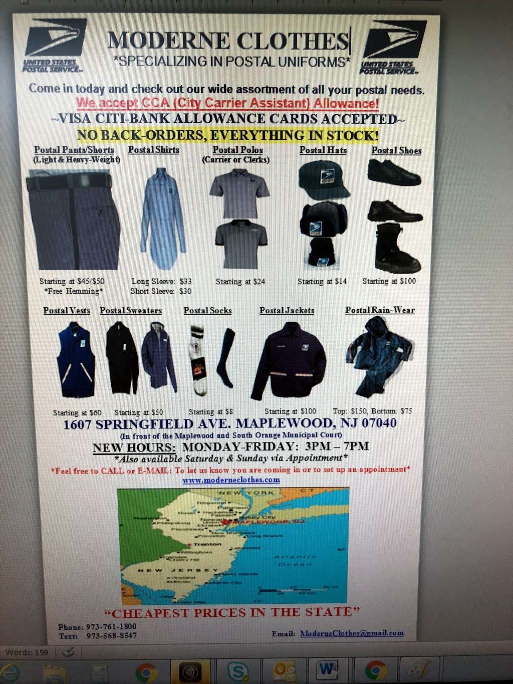 Moderne Clothes - NJ Postal Uniforms- Specializing In Postal Uni | 1607 Springfield Ave, Maplewood, NJ 07040, USA | Phone: (973) 761-1800 Moderne Clothes - NJ Postal Uniforms- Specializing In Postal Uni | 1607 Springfield Ave, Maplewood, NJ 07040, USA | Phone: (973) 761-1800