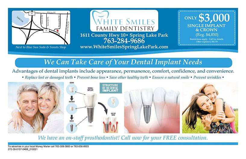 White Smiles Family Dentistry | 1611 County Hwy 10, Spring Lake Park, MN 55432, USA | Phone: (763) 308-3712