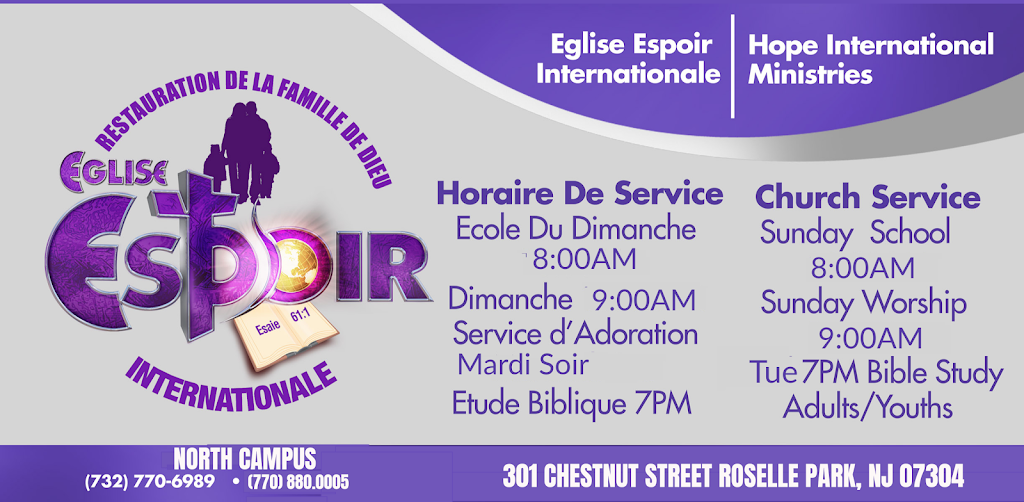 Haitian Church, Hope International Ministries | 301 Chestnut St, Roselle Park, NJ 07204, USA | Phone: (732) 770-6989