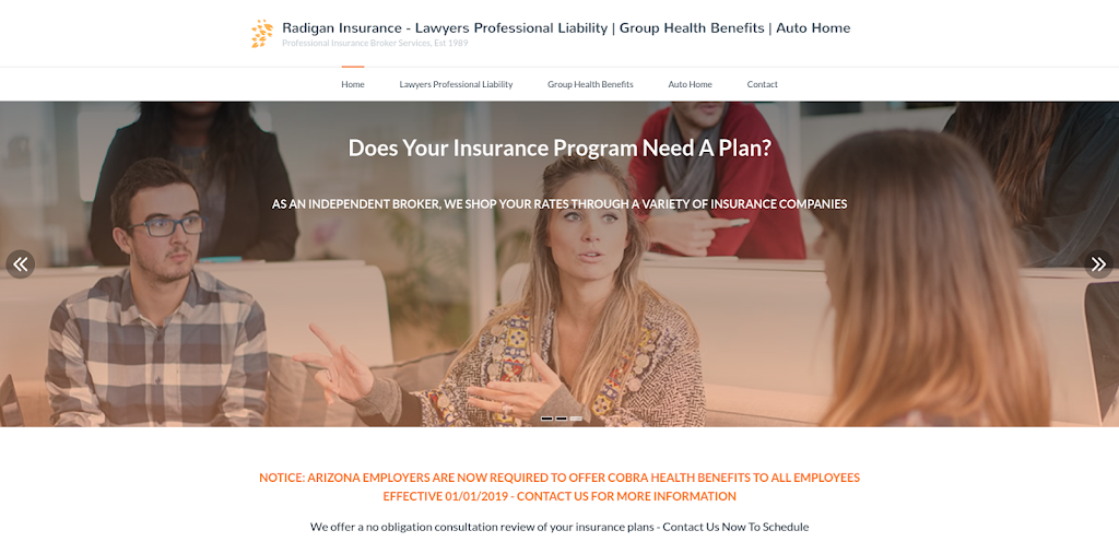 Radigan Insurance | 2550 E Rose Garden Ln, Phoenix, AZ 85050, USA | Phone: (866) 576-0977