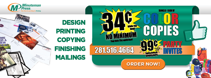 Minuteman Press - Tomball | 27620 State Hwy 249B Ste A-7, Tomball, TX 77375, USA | Phone: (281) 623-1280