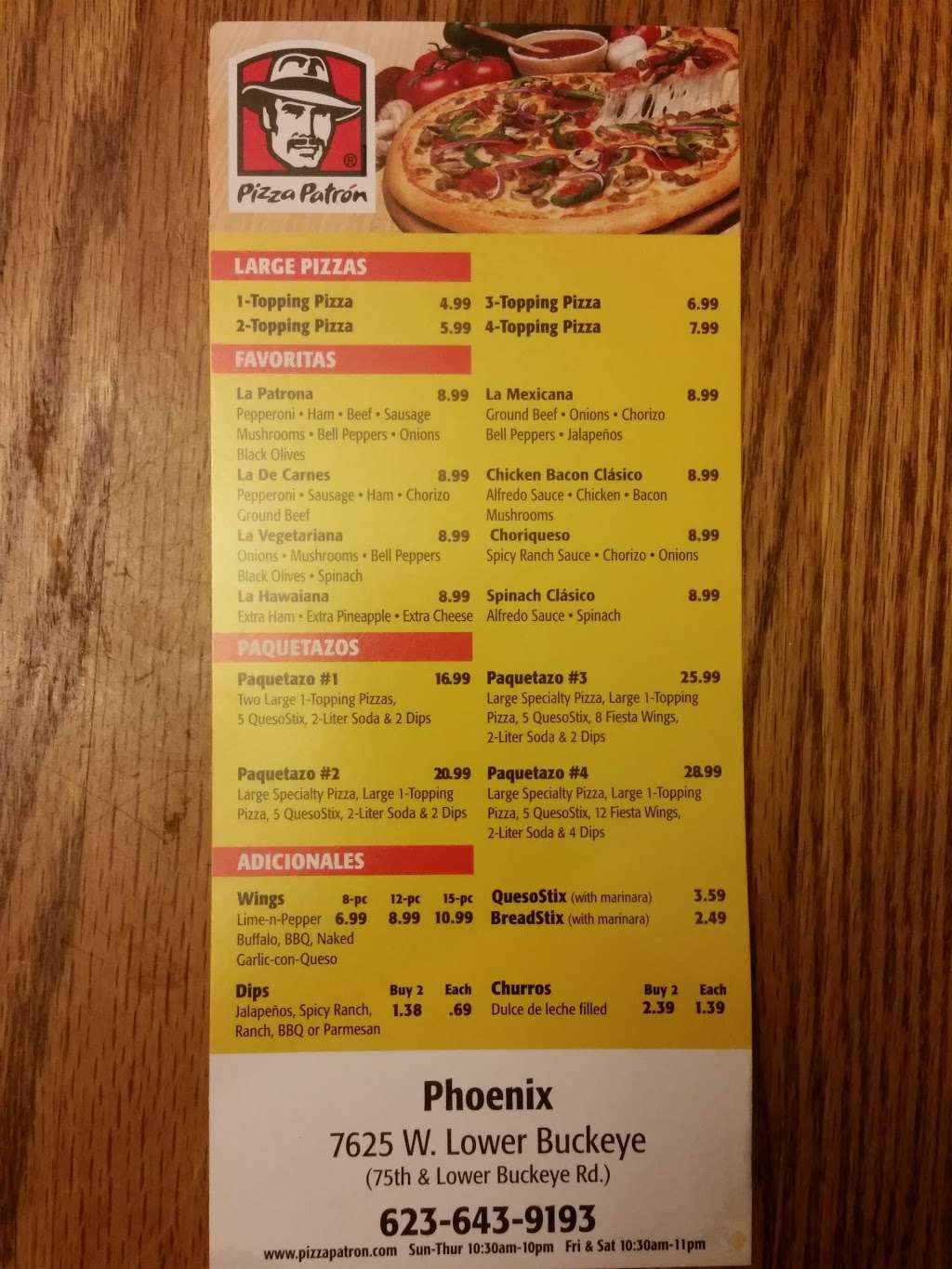 Pizza Patron | 7625 W Lower Buckeye Rd, Phoenix, AZ 85035, USA | Phone: (623) 643-9193