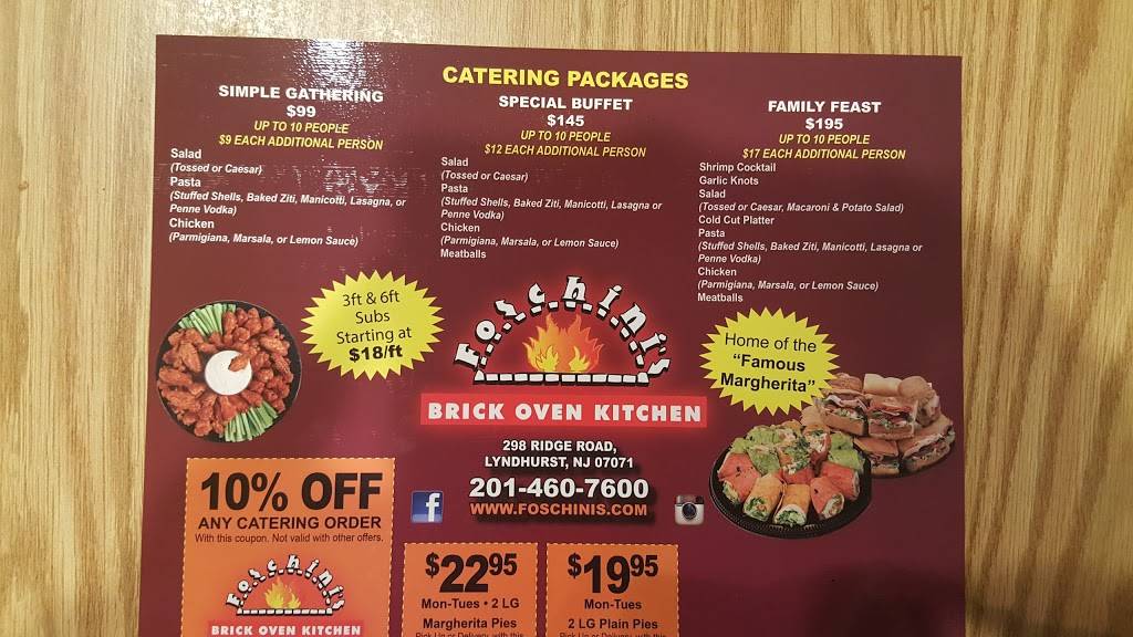 Foschinis Brick Oven Kitchen | 298 Ridge Rd, Lyndhurst, NJ 07071 | Phone: (201) 460-7600