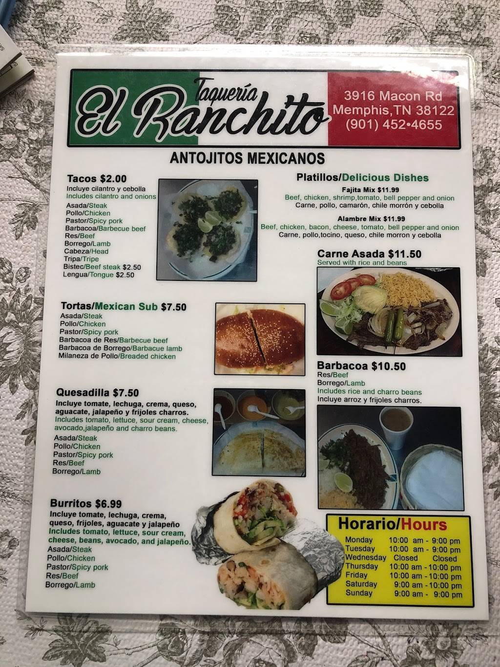 El Ranchito Taqueria | 3916 Macon Rd, Memphis, TN 38122, USA | Phone: (901) 452-4655