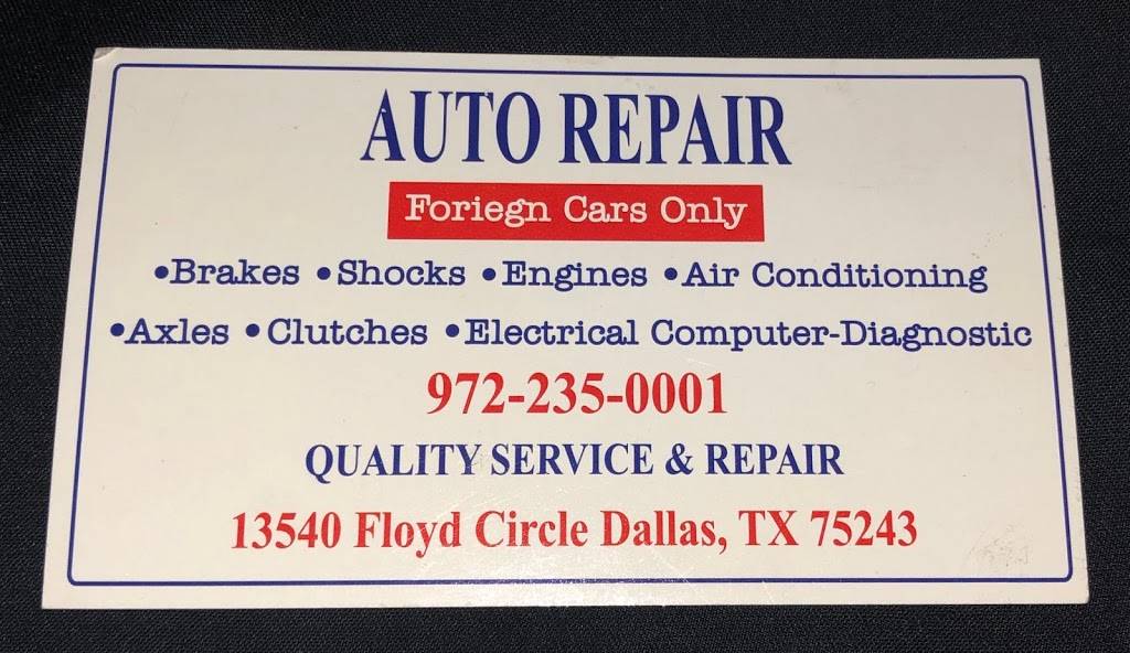 AUTO REPAIR | 13540 Floyd Cir, Dallas, TX 75243, USA | Phone: (972) 235-0001