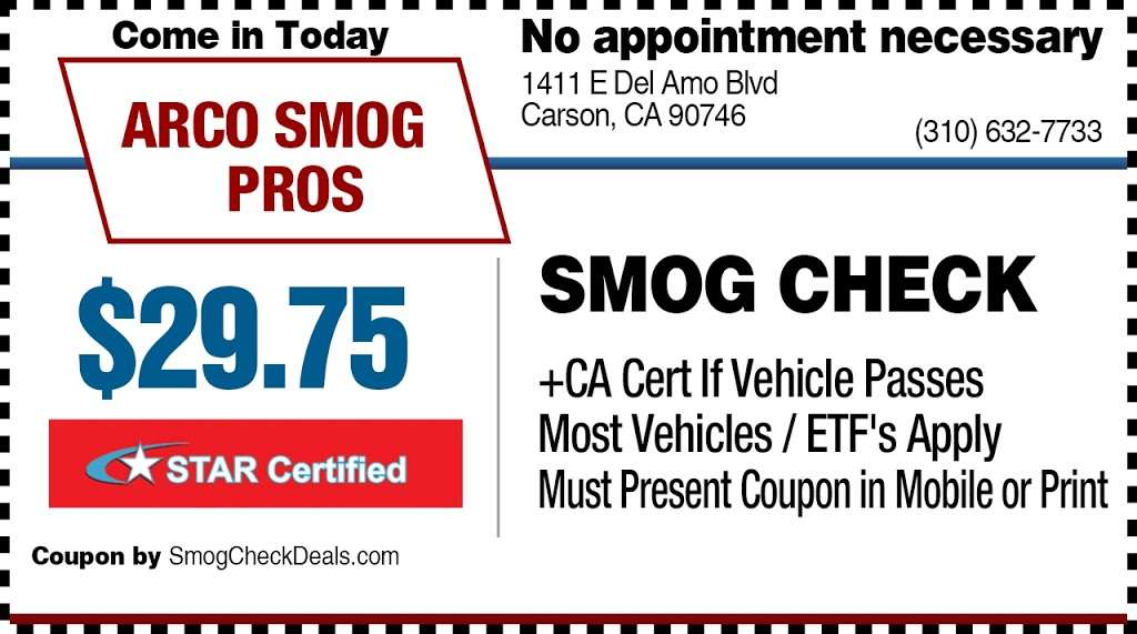ARCO Smog Pros | 1411 E Del Amo Blvd, Carson, CA 90746, USA | Phone: (310) 632-7733