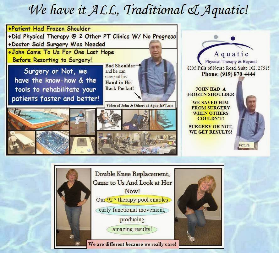 Aquatic Physical Therapy & Beyond, LLC | 8305 Falls of Neuse Rd, Raleigh, NC 27615, USA | Phone: (919) 870-4444