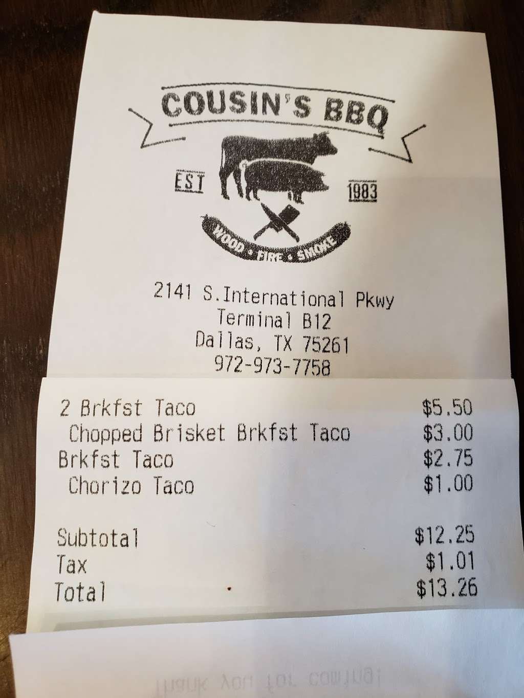 Cousins Bar-B-Q | 3200 East Airfield Drive Terminal B Gate 12, Dallas, TX 75261, USA | Phone: (972) 973-7758