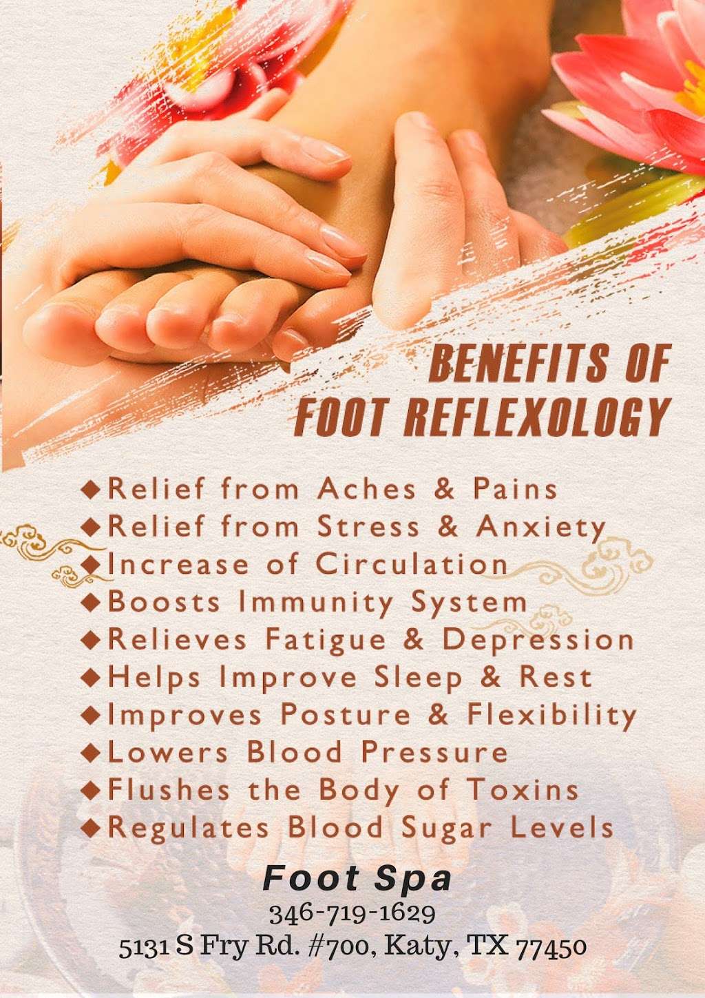 Foot Spa | 5131 S Fry Rd #700, Katy, TX 77450, USA | Phone: (346) 719-1629