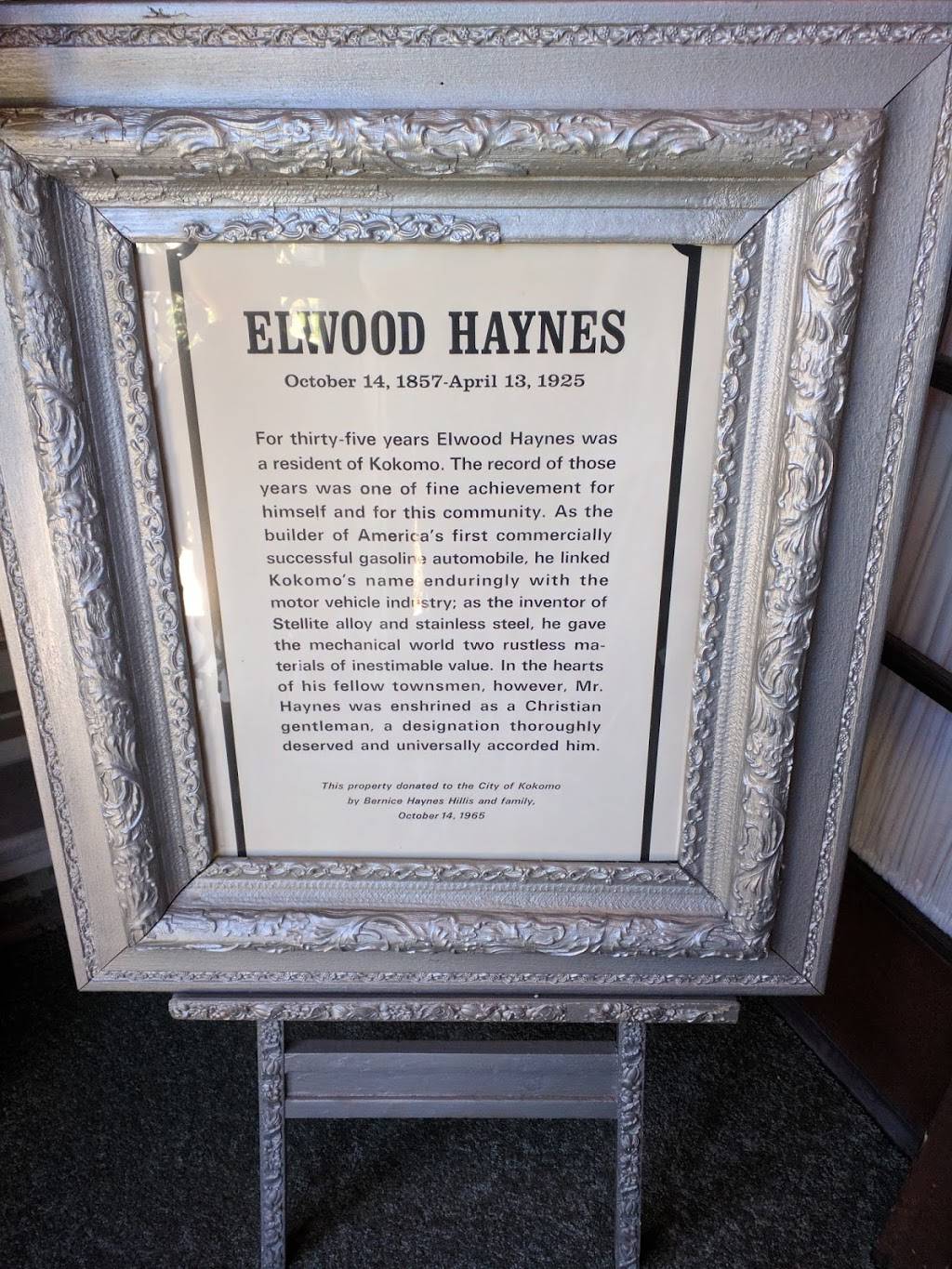 Elwood Haynes Museum | 1915 S Webster St, Kokomo, IN 46902, USA | Phone: (765) 456-7500