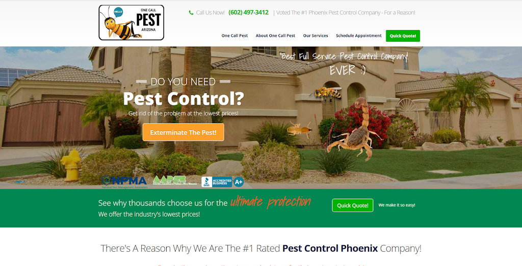 One Call Pest | 1725 W Williams Dr #8, Phoenix, AZ 85027, USA | Phone: (602) 497-3412