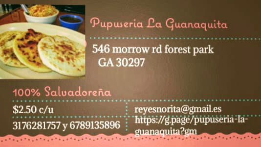 Pupuseria - La guanaquita | 546 Morrow Rd, Forest Park, GA 30297, USA | Phone: (317) 628-1757