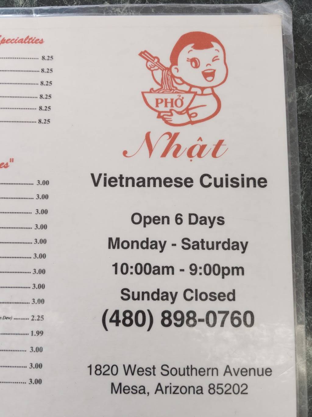 Nhat Pho Restaurant | 1820 W Southern Ave, Mesa, AZ 85202, USA | Phone: (480) 898-0760