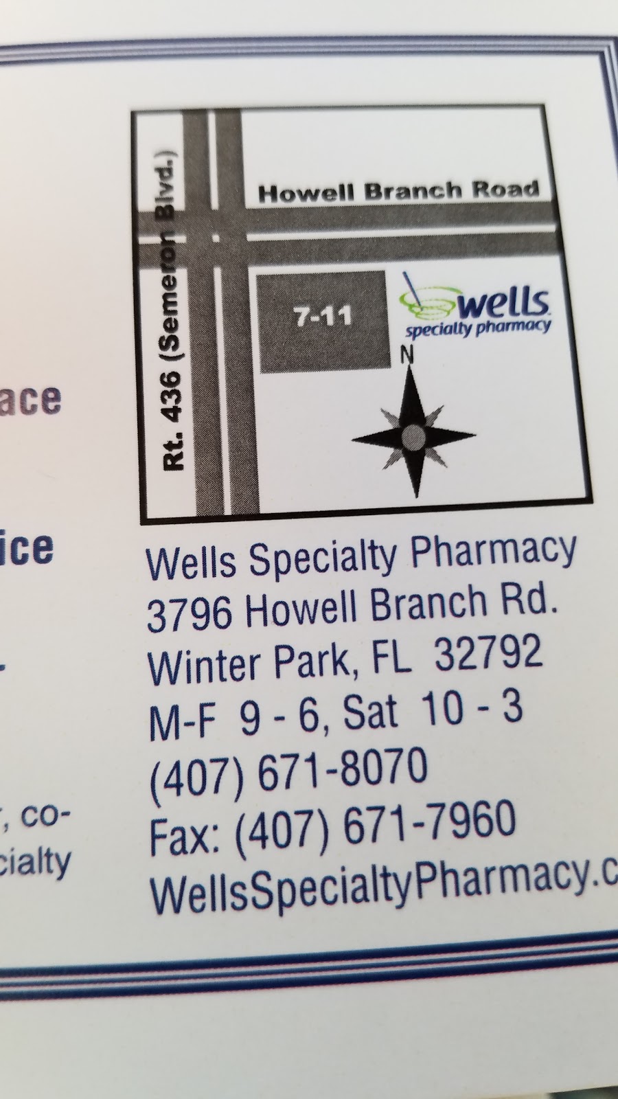 Wells Pharmacy | 3796 Howell Branch Rd, Winter Park, FL 32792, USA | Phone: (407) 671-8070