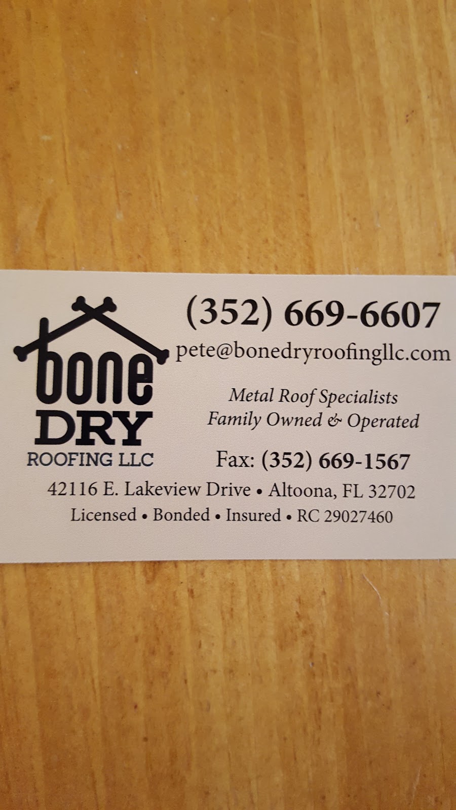 Bone Dry Roofing LLC | 42116 E Lakeview Dr, Altoona, FL 32702, USA | Phone: (352) 669-6607