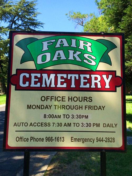 Fair Oaks Cemetery District | 7780 Olive St, Fair Oaks, CA 95628, USA | Phone: (916) 966-1613