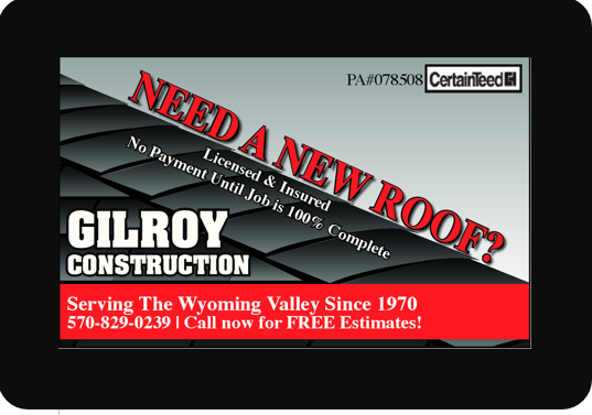 Gilroy Construction | 575 Shawnee St, Wilkes-Barre, PA 18706, USA | Phone: (570) 829-0239