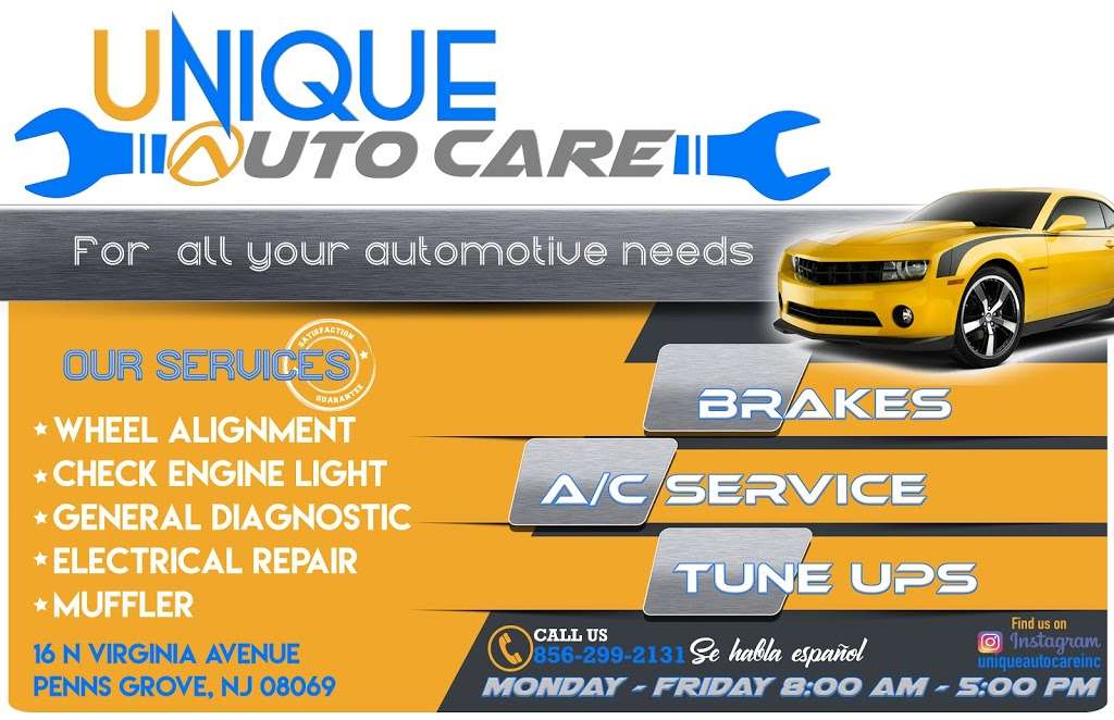 Unique Auto Care | 16 N Virginia Ave, Penns Grove, NJ 08069, USA | Phone: (856) 299-2131