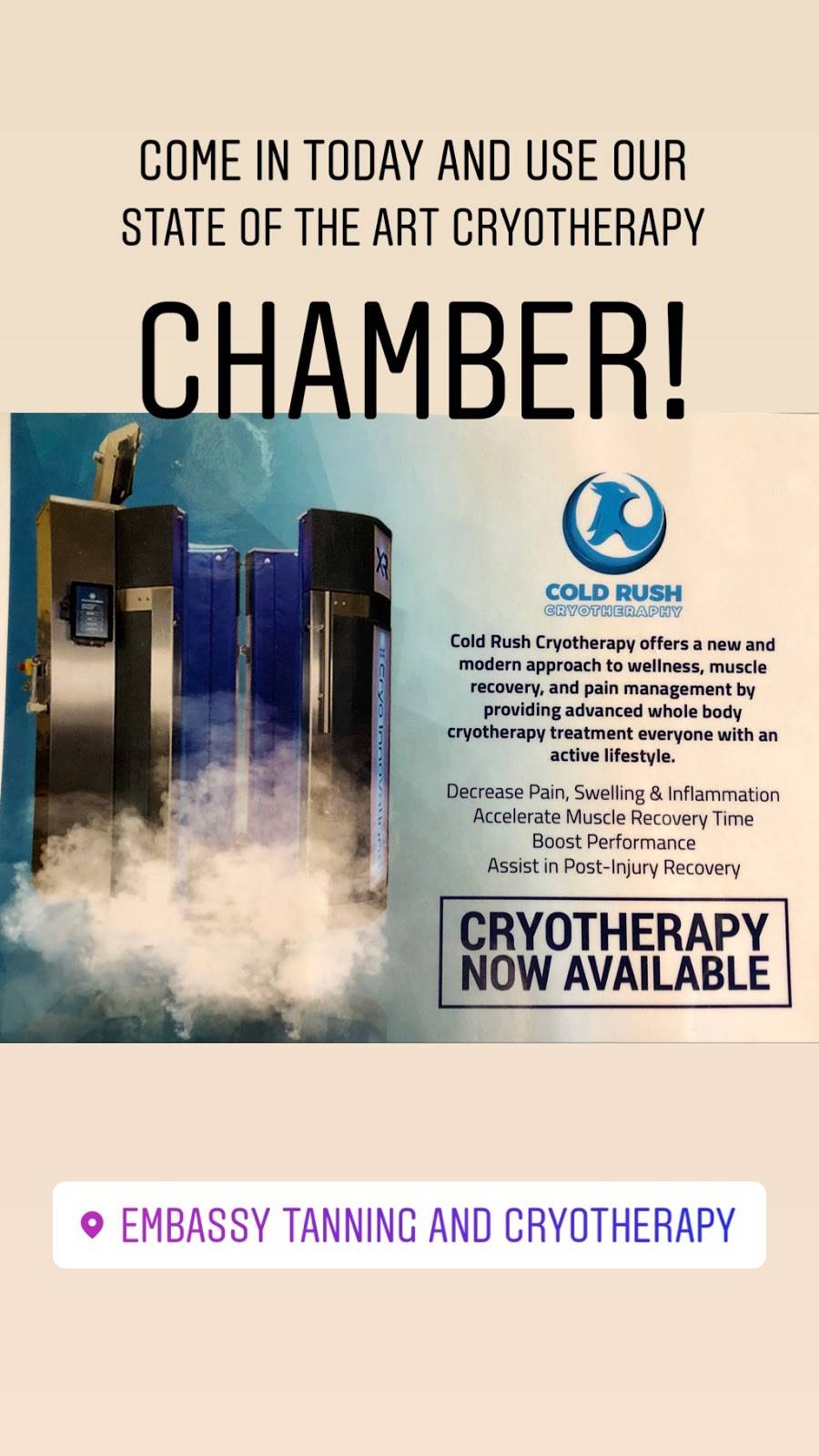 Embassy Tanning Salon And Cryotherapy | 13000 W Indian School Rd # A9, Litchfield Park, AZ 85340, USA | Phone: (623) 935-0021