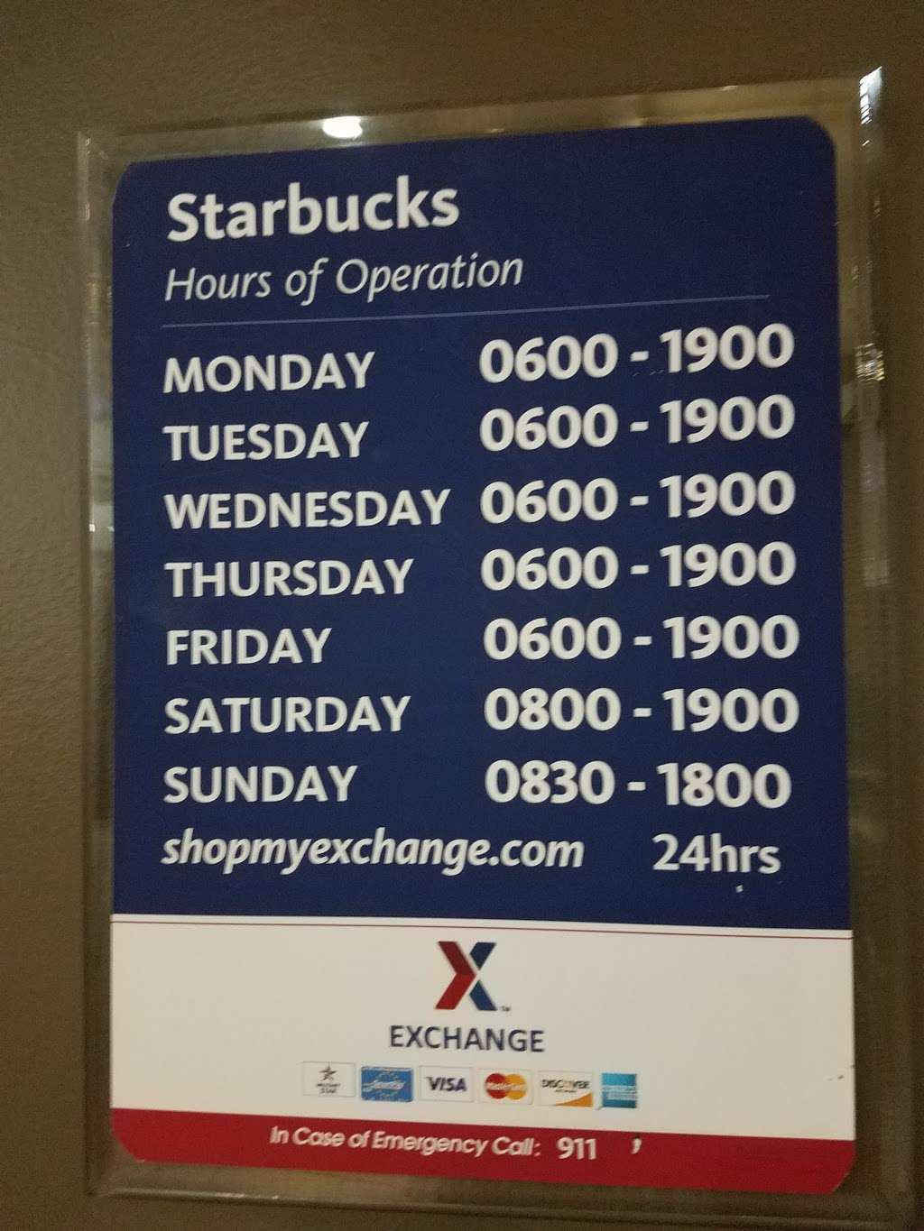 Starbucks | Lackland AFB TX Main Base Exchange, San Antonio, TX 78236, USA | Phone: (800) 782-7282