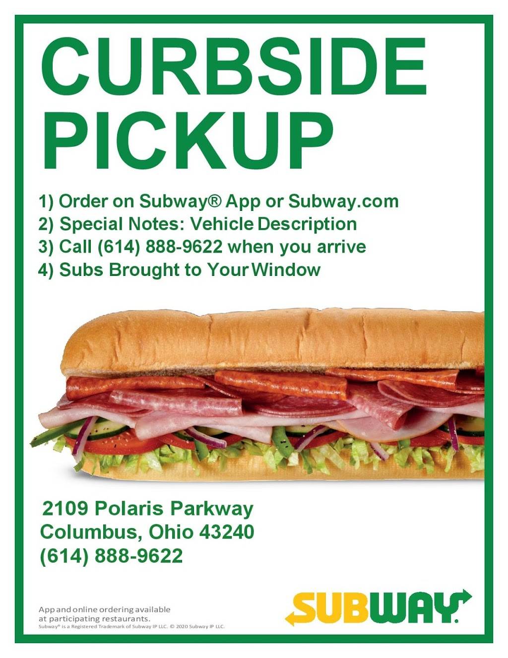 Subway | 2109 Polaris Pkwy, Columbus, OH 43240, USA | Phone: (614) 888-9622