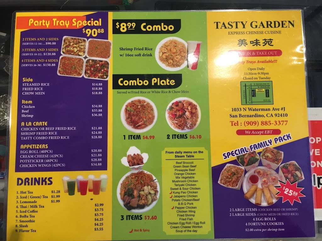 Tasty Garden Chinese Food | 1033 N Waterman Ave j, San Bernardino, CA 92410, USA | Phone: (909) 885-3377