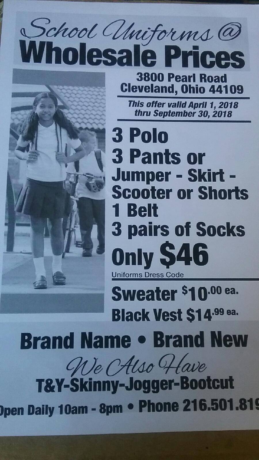 School Uniforms | 3800 Pearl Rd, Cleveland, OH 44109, USA | Phone: (216) 501-8197