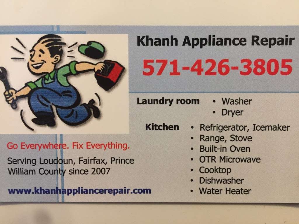 Khanh Appliance Repair | 43193 Owen Park Way, South Riding, VA 20152, USA | Phone: (571) 426-3805