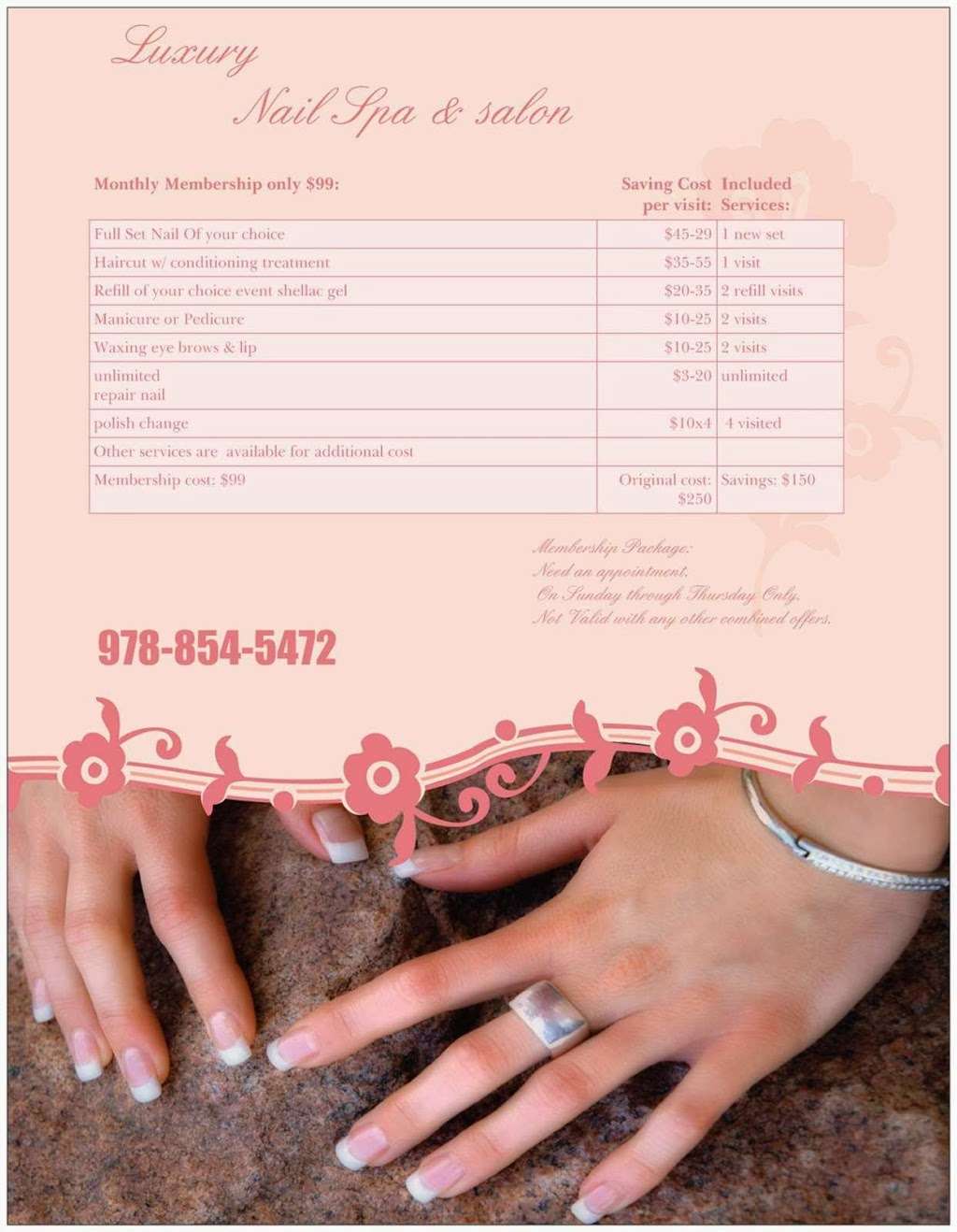 Luxury Nail Spa & Salon | 1 Andover St, Peabody, MA 01960, USA | Phone: (978) 854-5472