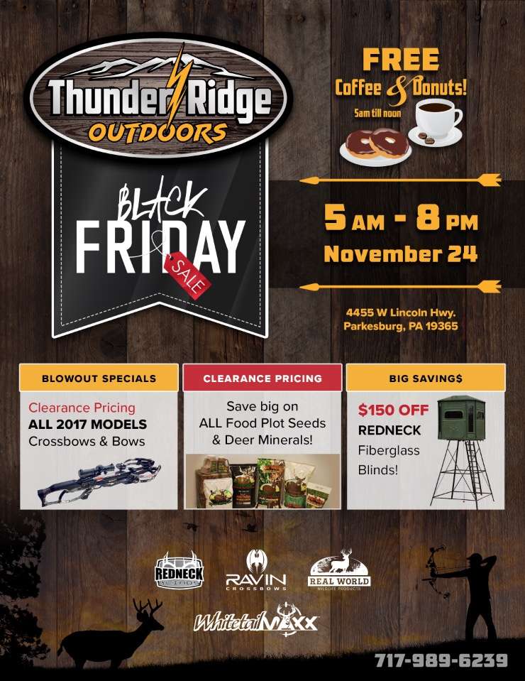 Thunder Ridge Outdoors | 4455 W Lincoln Hwy, Parkesburg, PA 19365 | Phone: (570) 925-2273